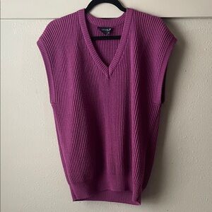 Vintage purple acrylic cap sleeve deep v neck sweater by Personal II